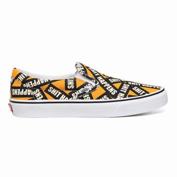 Damske Slip On Tenisky Vans Shit Happens Classic Žlté/Biele VA41YFSBL